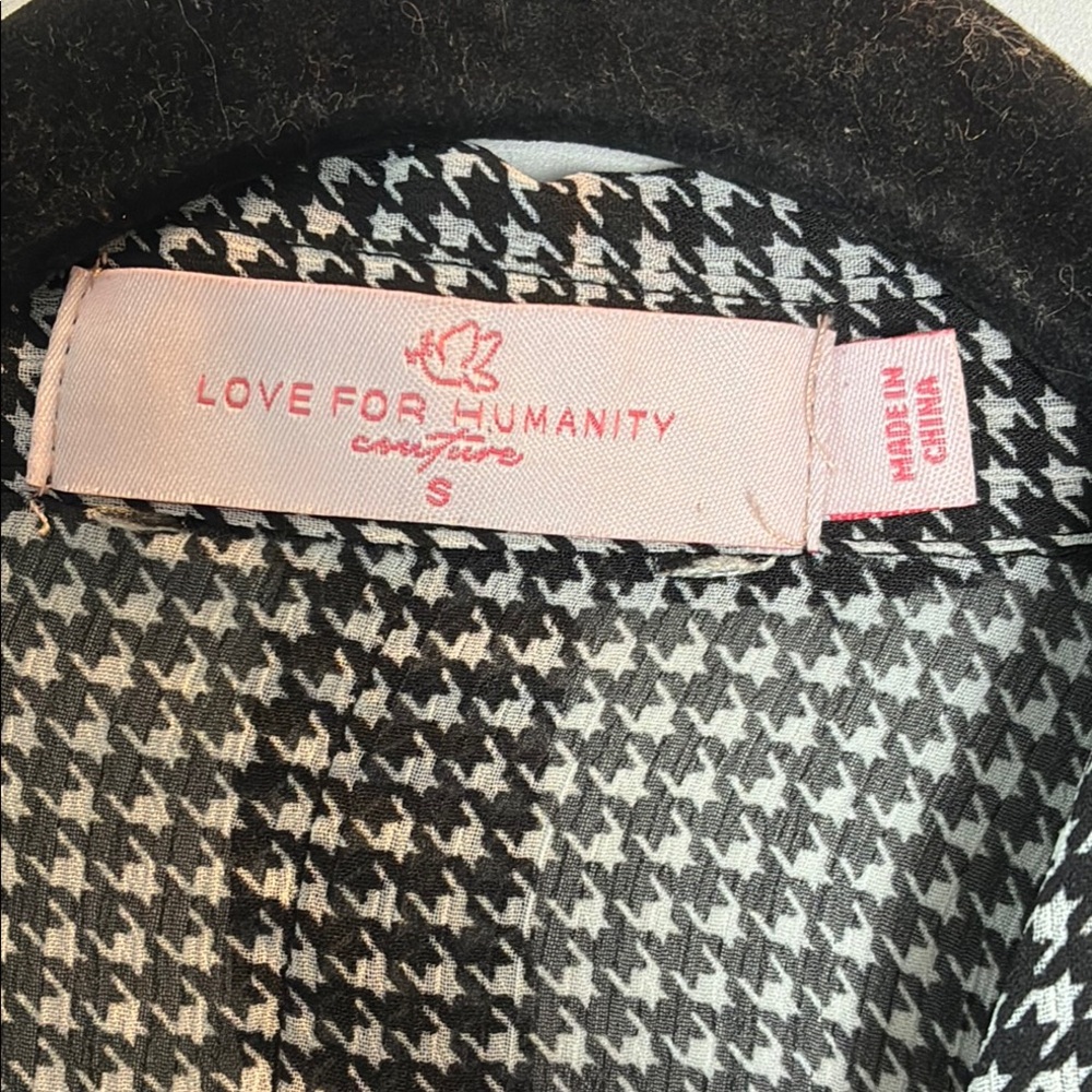 Chic Houndstooth Black and White Women's Button Down Shirt by Love for Humanity - Picture 2 of 9